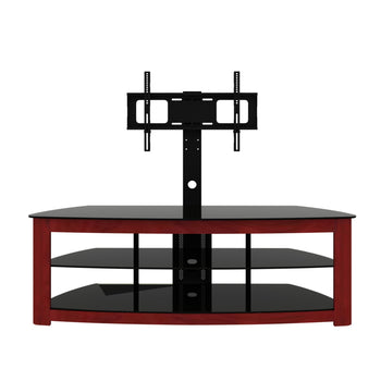 Tansole 22 in. Walnut TV Stand with 3 Tier Storage Space Fits TV's Up To 65 in.